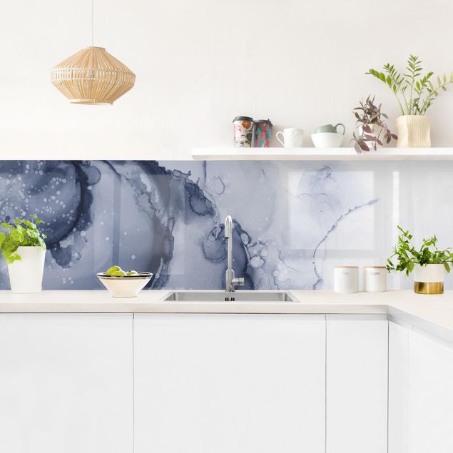 Küchenrückwand - Spiel der Farben Blaue Tusche