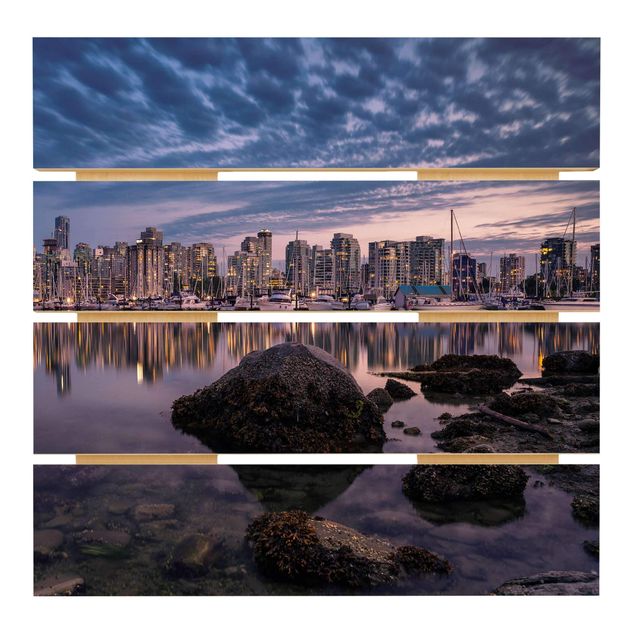 Holzbild - Vancouver im Sonnenuntergang - Quadrat 1:1