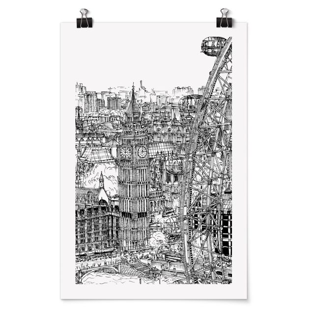 Poster - Stadtstudie - London Eye - Hochformat 3:2