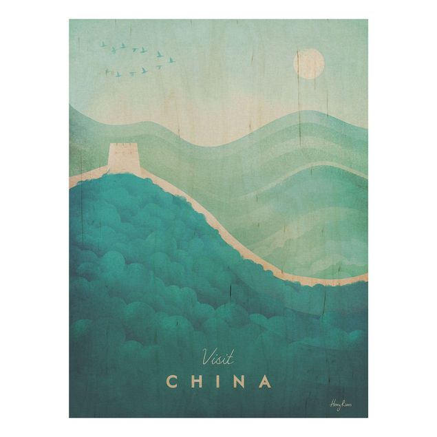 Holzbild - Reiseposter - China - Hochformat 4:3