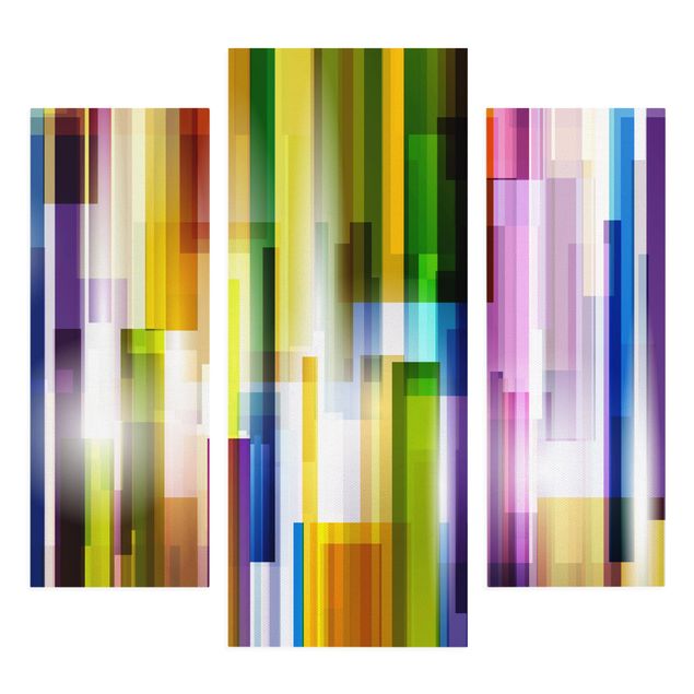 Leinwandbild 3-teilig - Rainbow Cubes - Galerie Triptychon