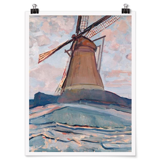Poster - Piet Mondrian - Windmühle - Hochformat 3:4