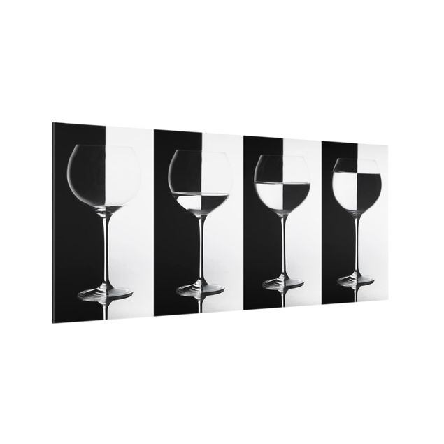 Spritzschutz Glas - Weingläser Schwarz&Weiß - Querformat - 2:1