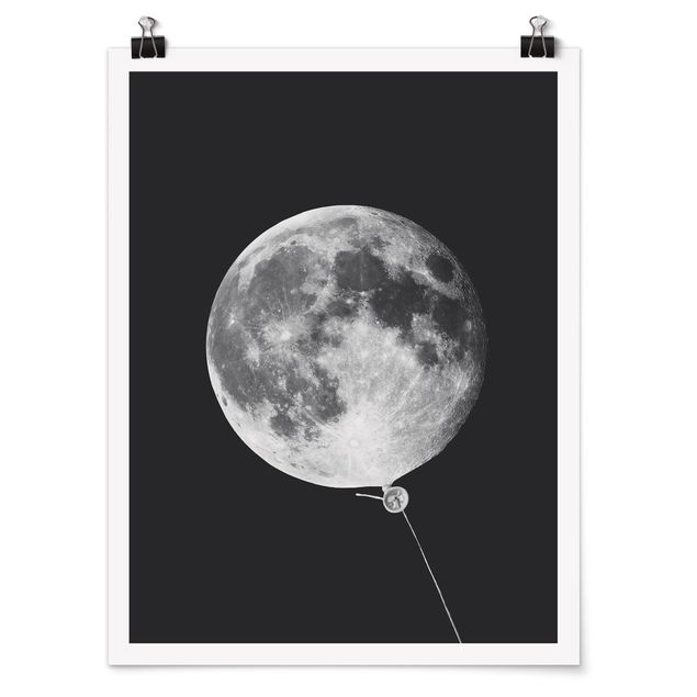 Poster - Jonas Loose - Luftballon mit Mond - Hochformat 3:4