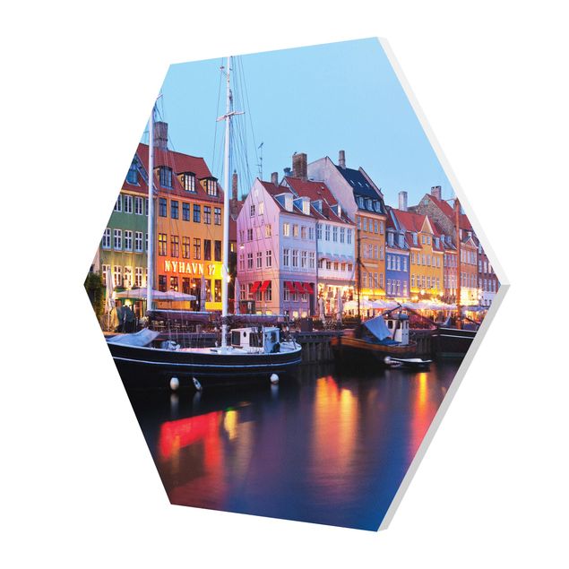 Hexagon Bild Forex - Kopenhagener Hafen am Abend