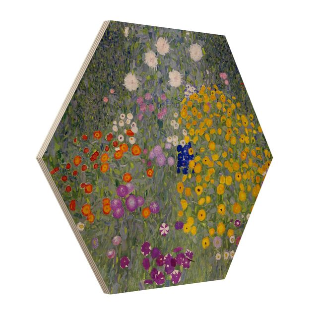 Hexagon Bild Holz - Gustav Klimt - Bauerngarten
