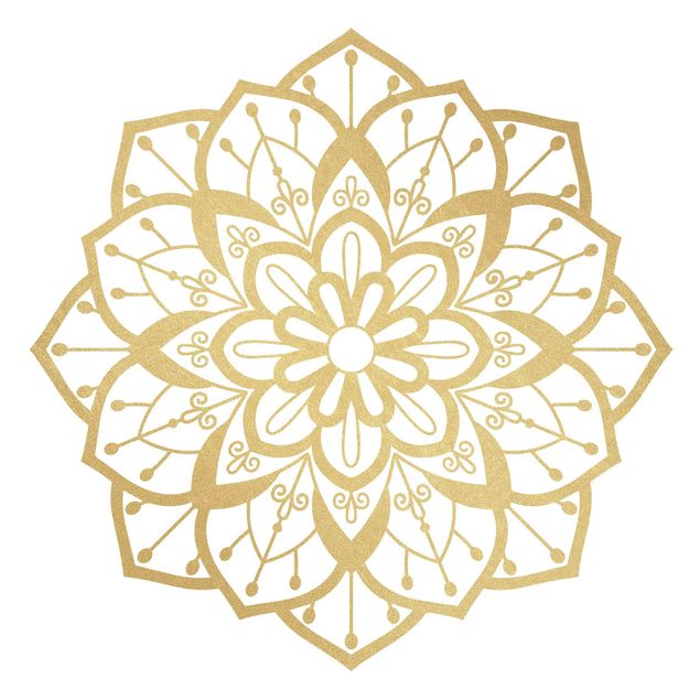 Wandtattoo Buddha Mandala Blüte Muster gold weiß