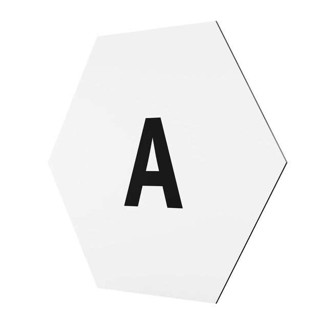 Hexagon Bild Alu-Dibond - Buchstabe Weiß A