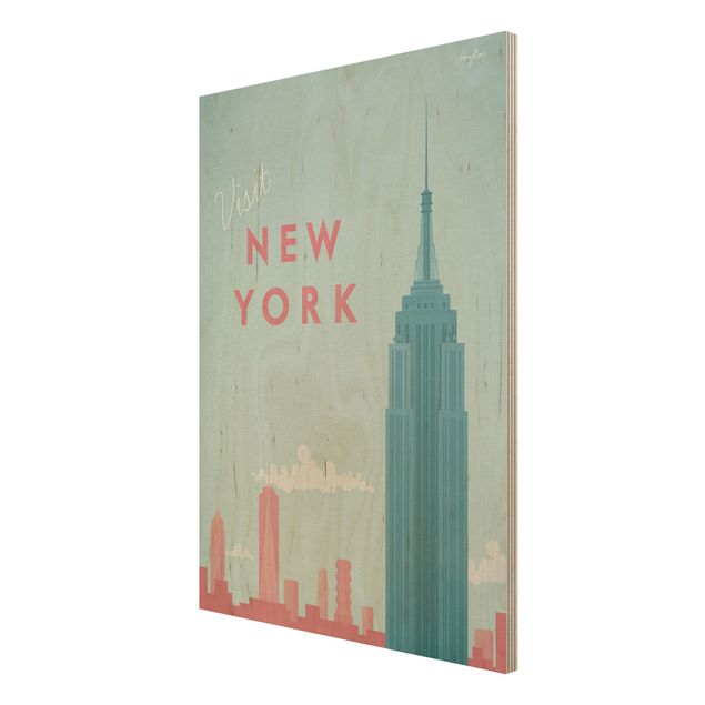 Holzbild - Reiseposter - New York - Hochformat 4:3