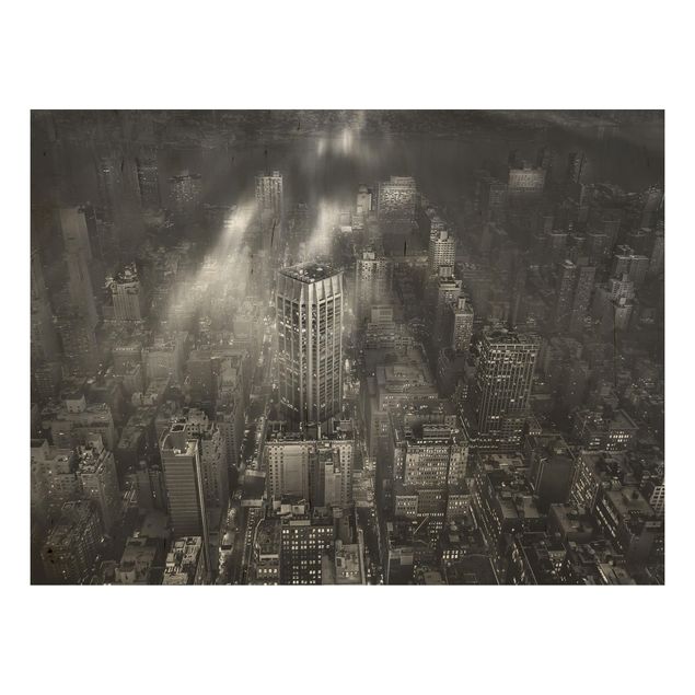 Holzbild - Sonnenlicht über New York City - Querformat 3:4