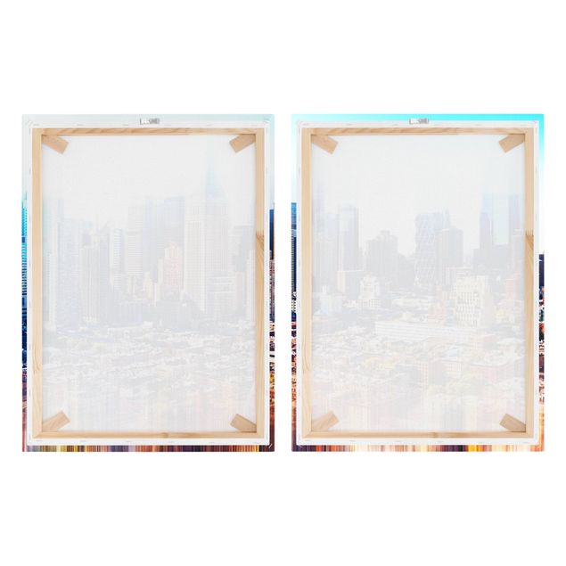 Leinwandbild 2-teilig - Manhattan Skyline Urban Stretch - Hoch 3:4