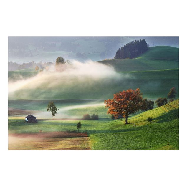 Forex Fine Art Print - Nebliger Herbsttag Schweiz - Querformat 2:3