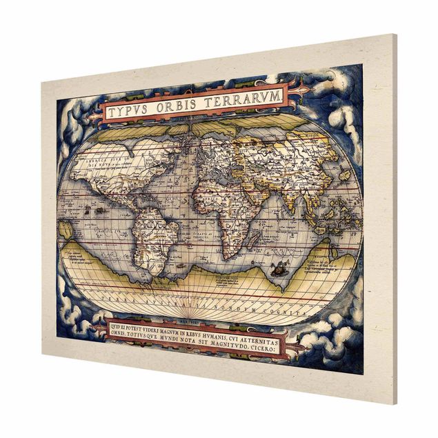 Magnettafel - Historische Weltkarte Typus Orbis Terrarum - Memoboard Querformat 3:4