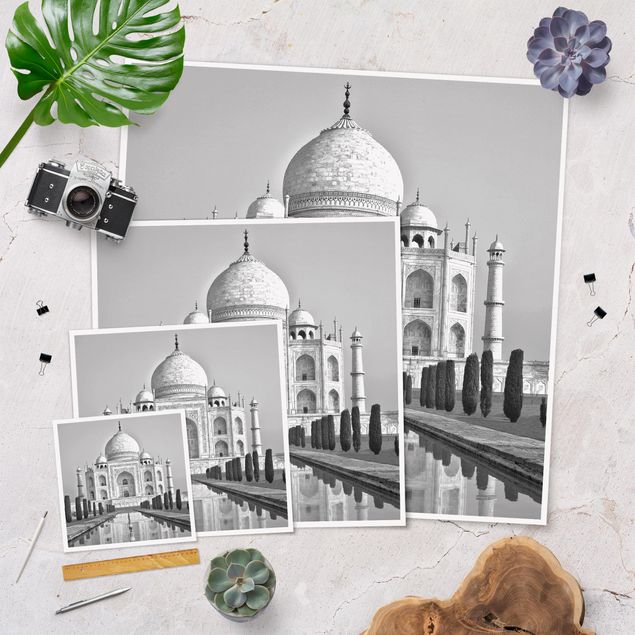 Poster - Taj Mahal mit Garten - Quadrat 1:1