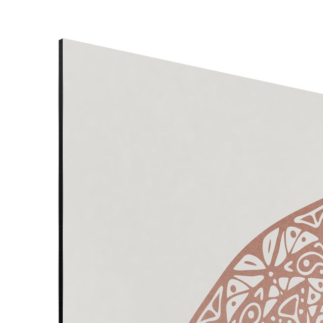 Aluminium Print gebürstet - Mandala Ornament in Kupfergold - Quadrat 1:1