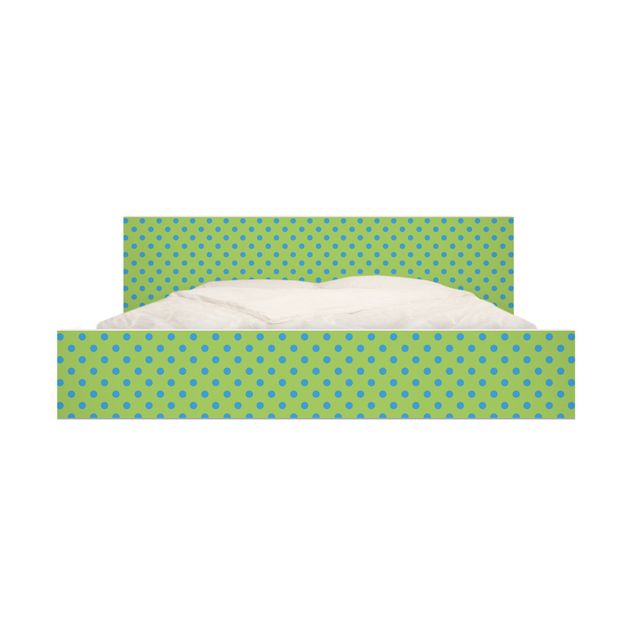 Möbelfolie für IKEA Malm Bett niedrig 160x200cm - Klebefolie No.DS92 Punktdesign Girly Grün