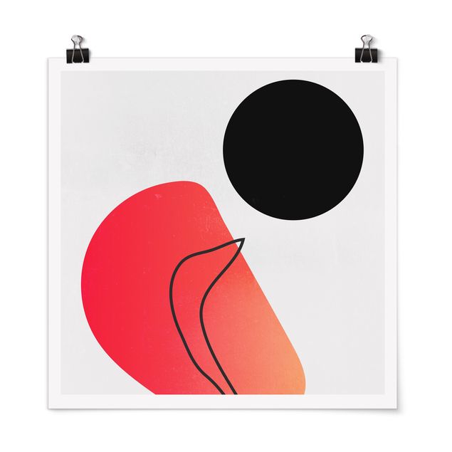 Poster - Abstrakte Formen - Schwarze Sonne - Quadrat 1:1