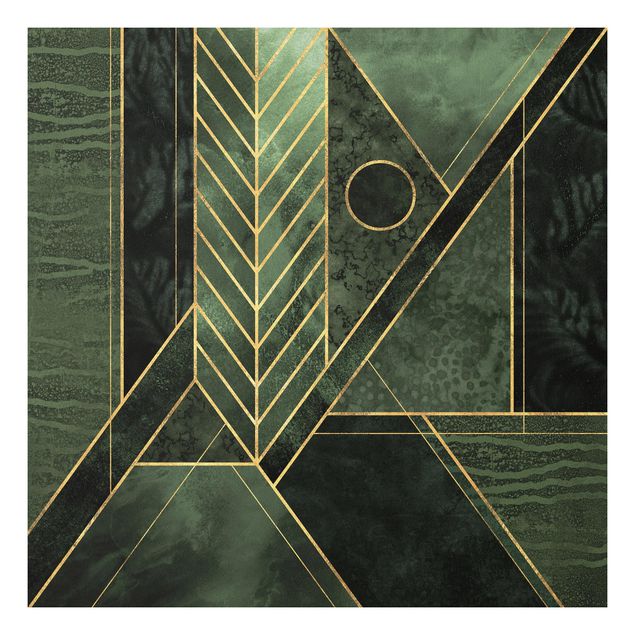 Forex Fine Art Print - Geometrische Formen Smaragd Gold - Quadrat 1:1