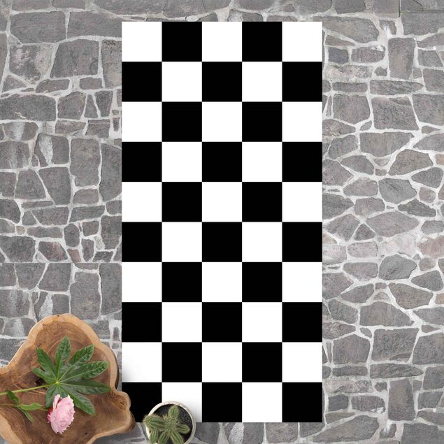Läufer Geometrisches Muster Schachbrett Schwarz Weiß