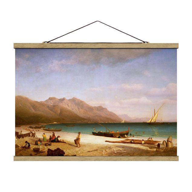 Stoffbild mit Posterleisten - Albert Bierstadt - Der Golf von Salerno - Querformat 3:2