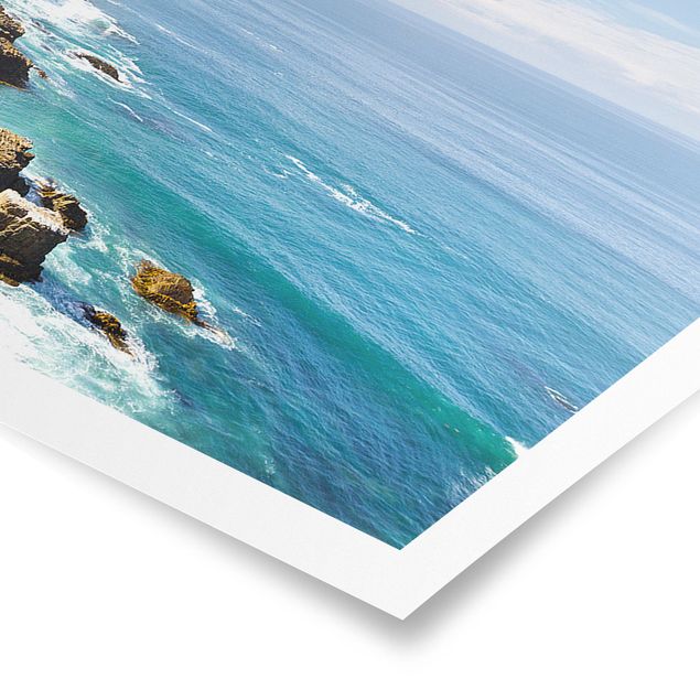 Poster - Nugget Point Leuchtturm und Meer Neuseeland - Panorama Querformat