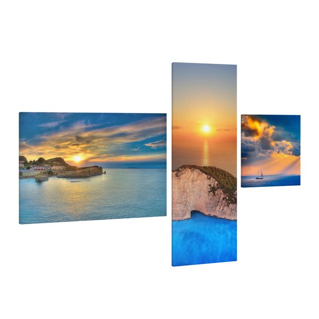 Leinwandbild 3-teilig - Sonnenuntergänge - Collage 2