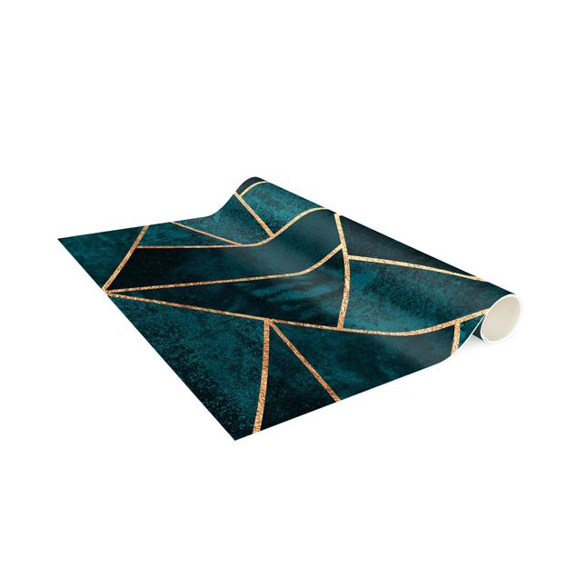 Teppich abstrakt Dunkles Türkis mit Gold