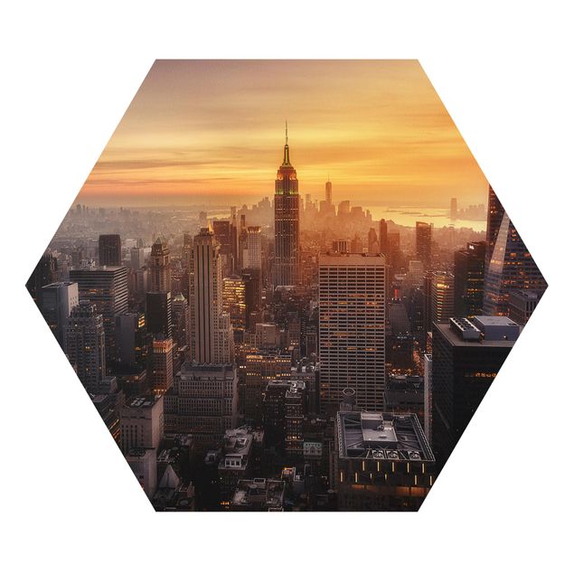 Hexagon Bild Forex - Manhattan Skyline Abendstimmung