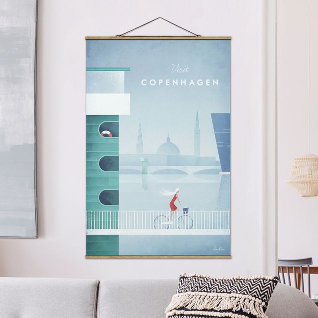 Stoffbild mit Posterleisten - Reiseposter - Kopenhagen - Hochformat 2:3