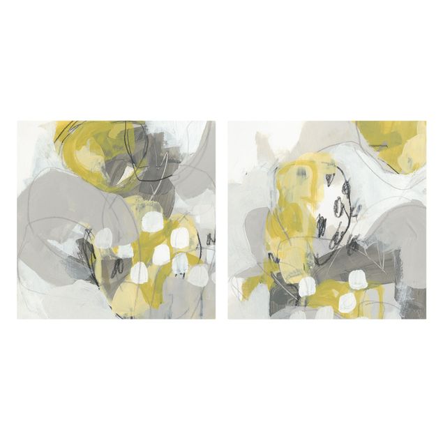 Leinwandbild 2-teilig - Zitronen im Nebel Set I - Quadrate 1:1