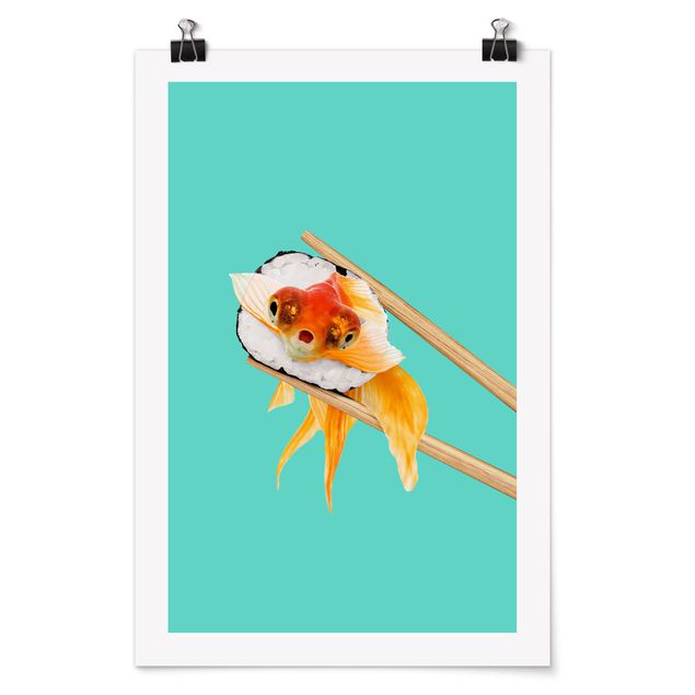Poster - Jonas Loose - Sushi mit Goldfisch - Hochformat 3:2
