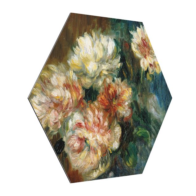 Hexagon Bild Alu-Dibond - Auguste Renoir - Vase Pfingstrosen