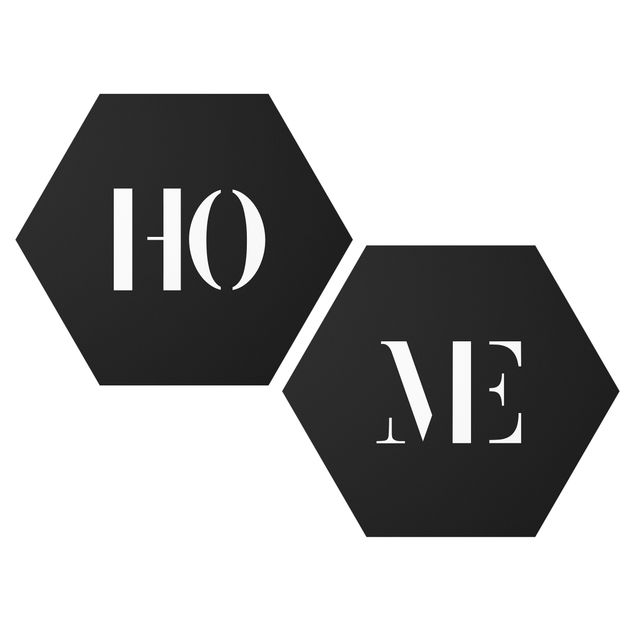 Hexagon Bild Forex 2-teilig - Buchstaben HOME Weiß Set I
