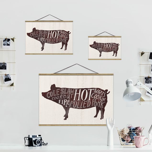 Stoffbild mit Posterleisten - Bauernhof BBQ - Schwein - Querformat 3:2