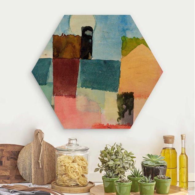Hexagon Bild Holz - Paul Klee - Mondaufgang