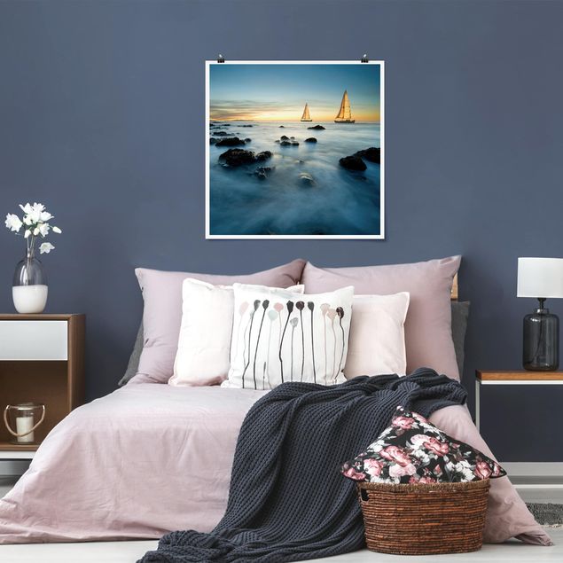 Poster - Segelschiffe im Ozean - Quadrat 1:1
