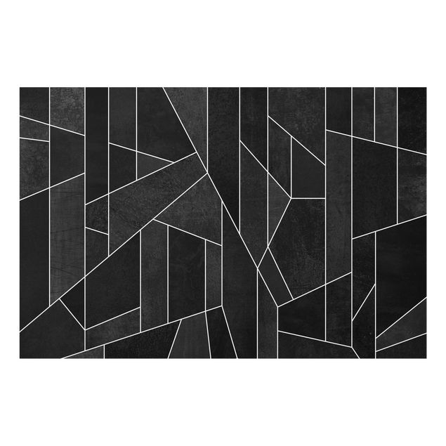 Spritzschutz Glas - Schwarz Weiß Geometrie Aquarell - Querformat - 3:2