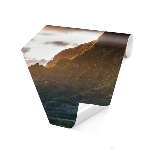 Hexagon Fototapete selbstklebend - Der Berg