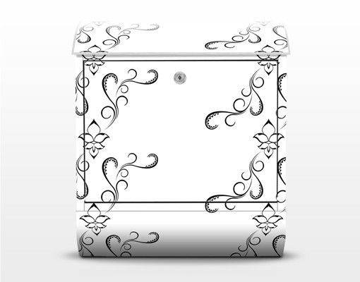 Design Briefkasten - Weißer Orient - Muster Schwarz-Weiß