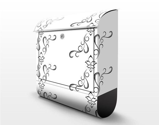 Design Briefkasten - Weißer Orient - Muster Schwarz-Weiß