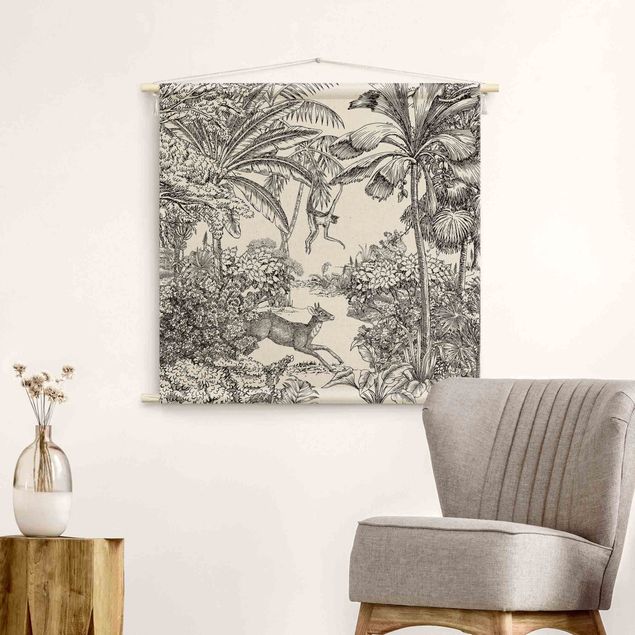Wandbehang Detaillierte Dschungelzeichnung
