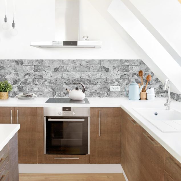 Küchenrückwand - Steinwand Naturmarmor grau
