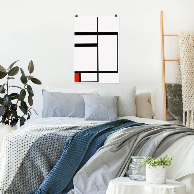 Poster - Piet Mondrian - Komposition Rot Schwarz Weiß - Hochformat 3:2