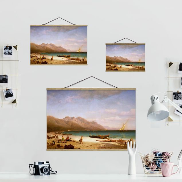Stoffbild mit Posterleisten - Albert Bierstadt - Der Golf von Salerno - Querformat 3:2