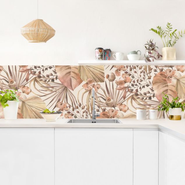 Küchenrückwand - Beige Palmenblätter