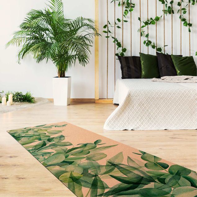 Teppich grün Dickicht Eukalyptusblätter Aquarell