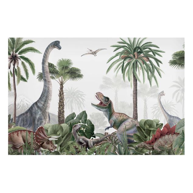 Magnettafel - Dinosauriergiganten im Dschungel - Memoboard Querformat