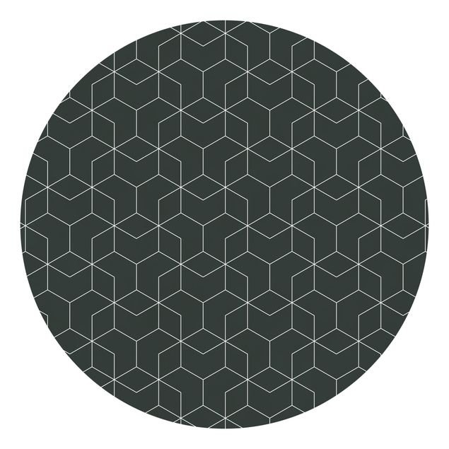 Runde Tapete selbstklebend - Dreidimensionale Würfel Muster