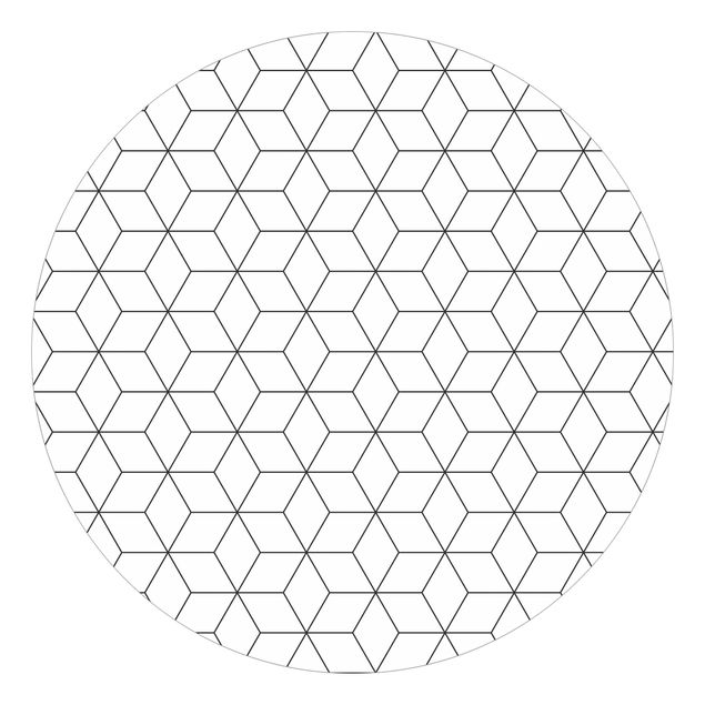 Runde Tapete selbstklebend - Dreidimensionales Würfel und Sterne Muster