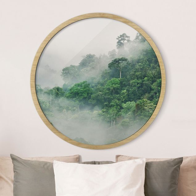 Gerahmte Bilder Rund Dschungel im Nebel